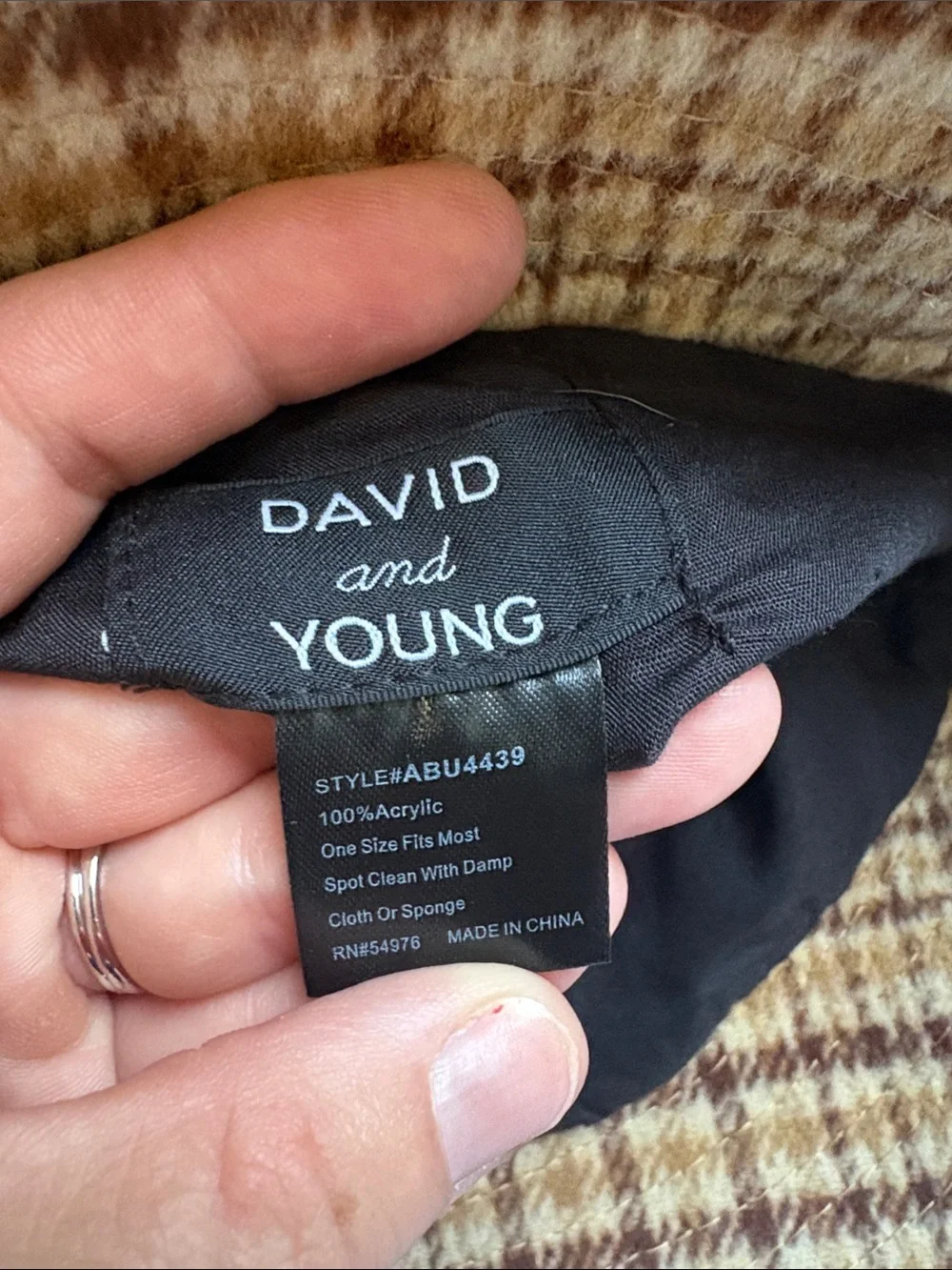 David and Young Plaid Bucket Hat in Tan and Cream